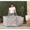 imageRegalo My Portable Play Yard Indoor and Outdoor Washable WhiteGrayTeal 6Panel