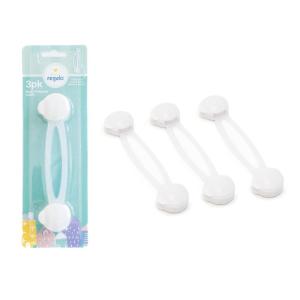 imageHome Safety MultiPurpose Adhesive Latch 3 Pack AwardWinning Brand Childproofing Lock No Tools Needed White
