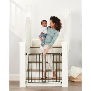 imageRegalo 2in1 Extra Tall Easy Swing Stairway and Hallway Walk Through Baby Gate Black 1 Count Pack of 1 405quotW x 36quotHBlack