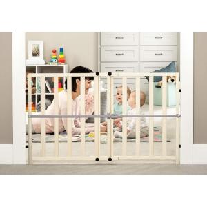 imageRegalo Easy Fit Plastic Adjustable Extra Wide Baby Gate 1 Count Pack of 1Wooden