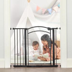 imageRegalo Home Accents Extra Wide Walk Thru Baby Gate Includes Dcor Hardwood 4Inch Extension Kit 4Inch Extension Kit 4 Pack of Pressure Mount Kit and 4 Pack of Wall Cups and Mounting KitClear  2935w X 30h