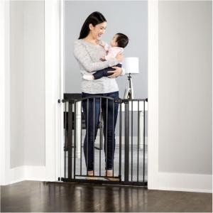 imageRegalo Home Accents Extra Wide Walk Thru Baby Gate Includes Dcor Hardwood 4Inch Extension Kit 4Inch Extension Kit 4 Pack of Pressure Mount Kit and 4 Pack of Wall Cups and Mounting KitBronze  2935w X 30h