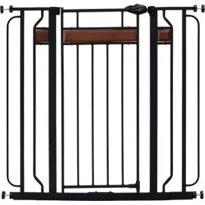 imageRegalo Home Accents Extra Wide Walk Thru Baby Gate Includes Dcor Hardwood 4Inch Extension Kit 4Inch Extension Kit 4 Pack of Pressure Mount Kit and 4 Pack of Wall Cups and Mounting KitBlack Wooden  30415w X 37h