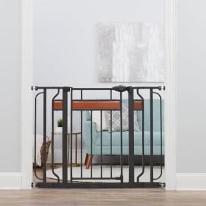 imageRegalo Home Accents Extra Wide Walk Thru Baby Gate Includes Dcor Hardwood 4Inch Extension Kit 4Inch Extension Kit 4 Pack of Pressure Mount Kit and 4 Pack of Wall Cups and Mounting KitBlack Wooden  30415w X 30h