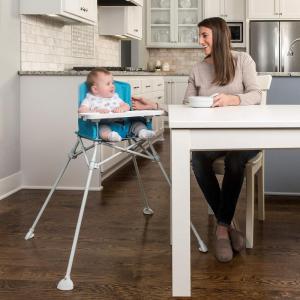 imageRegalo My High Chair Portable Travel Fold ampamp Go Highchair Indoor and Outdoor Bonus Kit Includes Tray with Cup Holder GreyFold  Go  Aqua