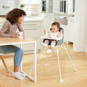 imageRegalo My High Chair Portable Travel Fold ampamp Go Highchair Indoor and Outdoor Bonus Kit Includes Tray with Cup Holder GreyFold  Go  Grey