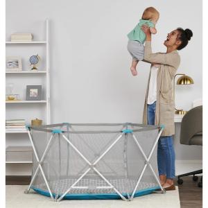 imageRegalo My Portable Play Yard Deluxe with Removable Pad Indoor and Outdoor Bonus Kit Aqua 6Panel6Panel With Pad