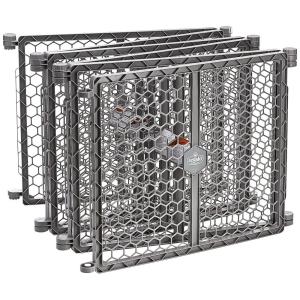 imageRegalo Plastic 192Inch Super Wide Adjustable Baby Gate and Play Yard 2In1 Bonus Kit Includes 4 Pack of Wall Mounts4 Count Pack of 1Gray