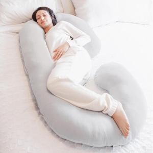imageRegalo Premium Ultra Soft Pregnancy Postpartum Pillows for Sleeping Feeding C Shaped Full Body Maternity Pillow with Removable Cover Back HIPS Belly Support  GreyCShape Maternity Pillow
