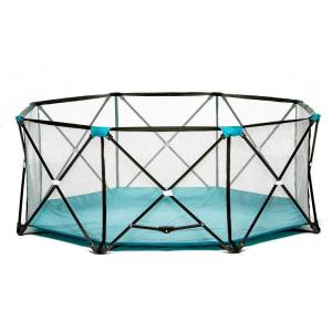 imageRegalo My Play Deluxe Extra Large Portable Play Yard Indoor and Outdoor Bonus Kit Washable Teal 8Panel