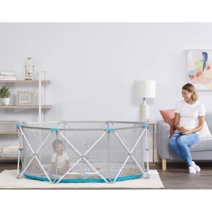 imageRegalo My Portable Play Yard Extra Large Deluxe with Removable Pad Indoor and Outdoor Bonus Kit Teal 8Panel