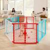 imageRegalo 192Inch Super Wide Baby Gate and Play Yard 2in1 Convertible Plastic Gate and Play Yard Red White and Blue Hardware Mounted 624 Months