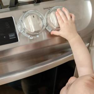 imageRegalo Safety Stove Knob Covers for Baby Proofing Child Proof Oven Knob Guards Easy Install Clear 5 Pack